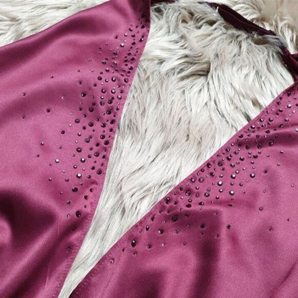 NWT La SENZA Jeweled Plunging Halter Open Back Bodysuit Wine Burgundy US… - Picture 2 of 8